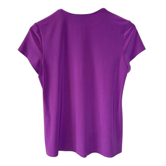 Joseph Ribkoff Purple Zip Front Short Sleeve Jersey Top Size 6 - Picture 4 of 6